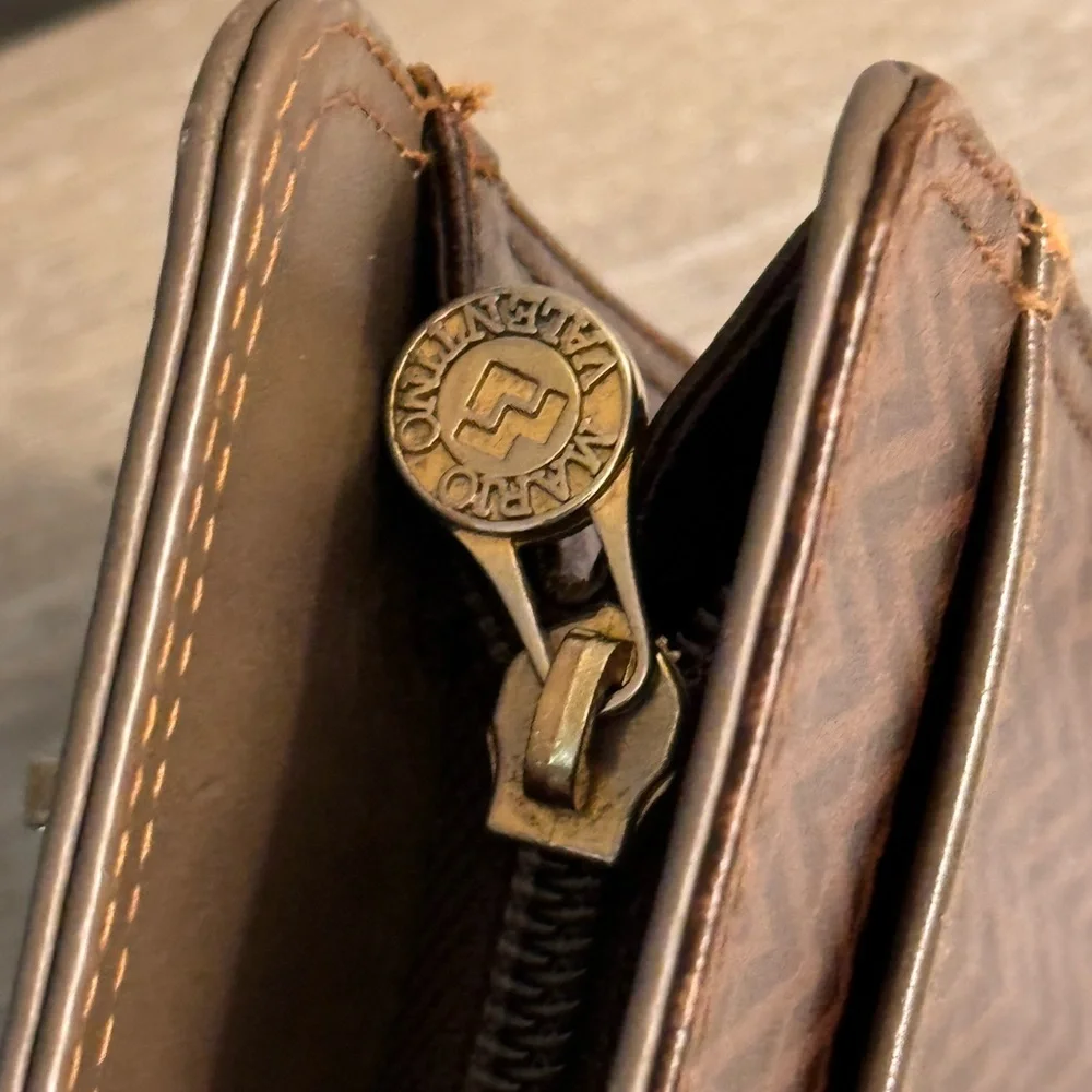 Mario Valentino Brown Leather Clutch Bag